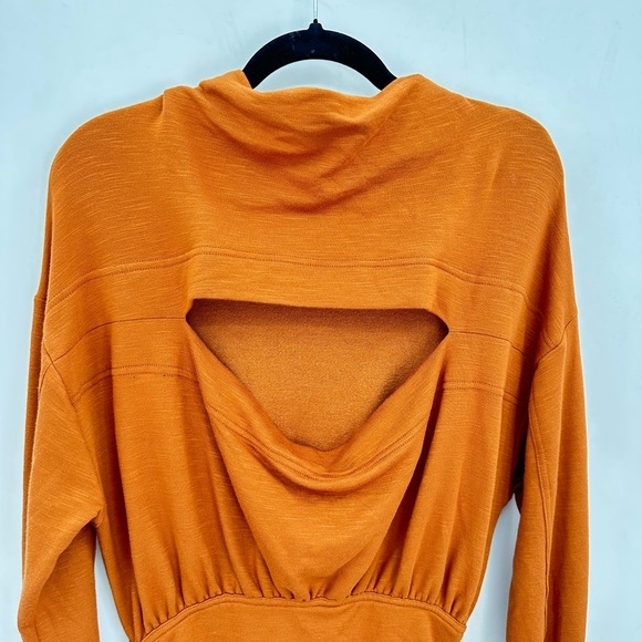 ANTHROPOLOGY DAILY PRACTICE woman Rushed rust soft stretch trendy cozy dress M - Picture 6 of 15